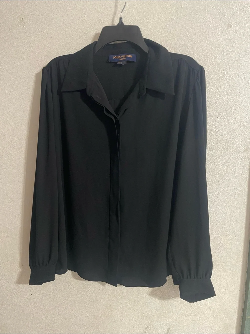 Louis Vuitton Uniform Button Up Shirt Long Sleeve Black 44